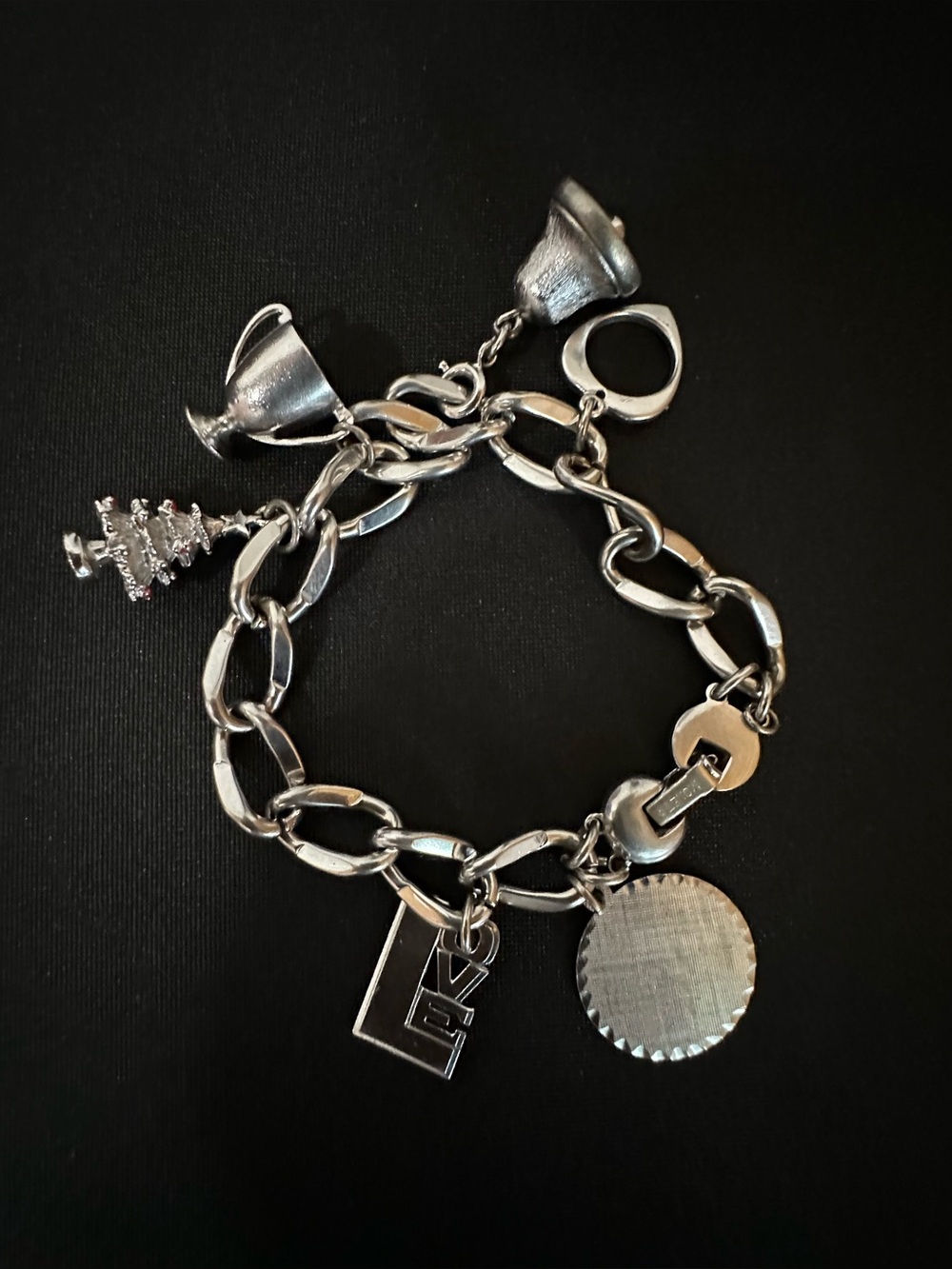 Vintage Monet silver tone with 6 charms bracelet